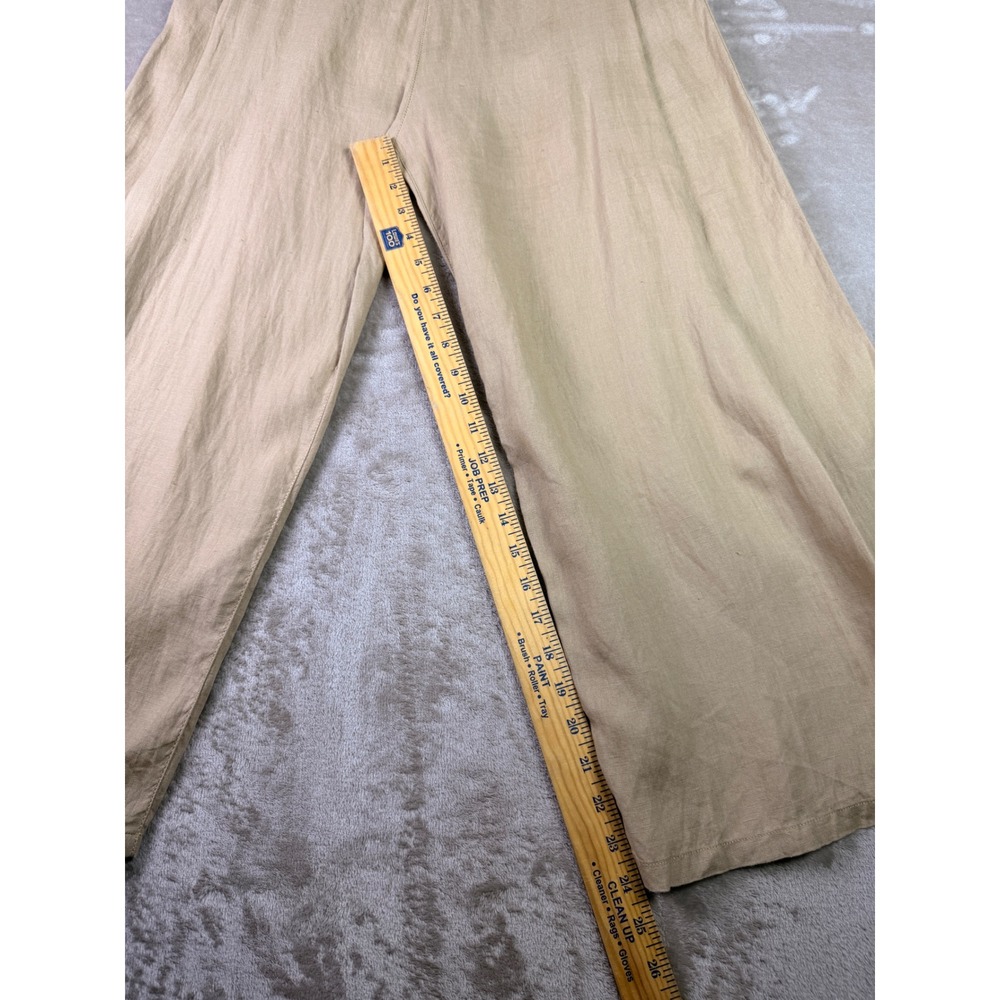 Emporio Armani Womens Size 26 Linen Beige High Waist Wide Leg Trousers Pants - Picture 10 of 12